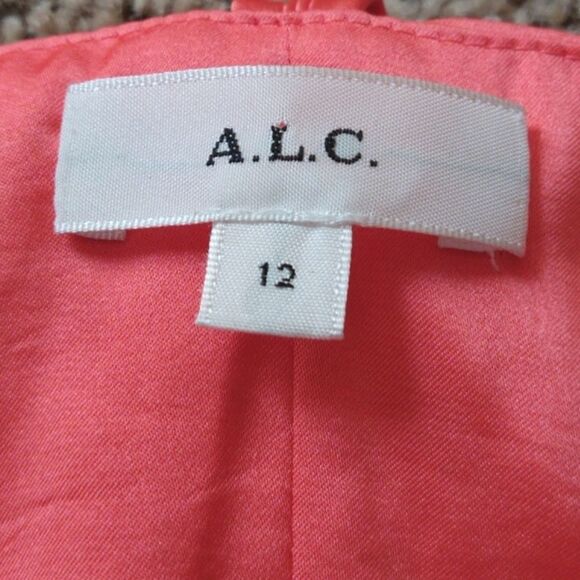 A.L.C. Ari Pleated Crop Satin Crop Top in Spiced Coral Size 13 - Picture 8 of 9